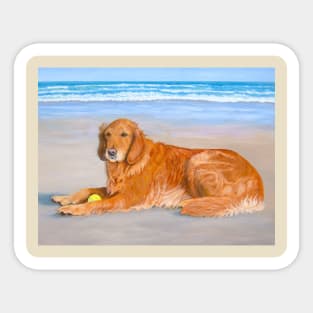 Golden Retriever at Beach Sticker